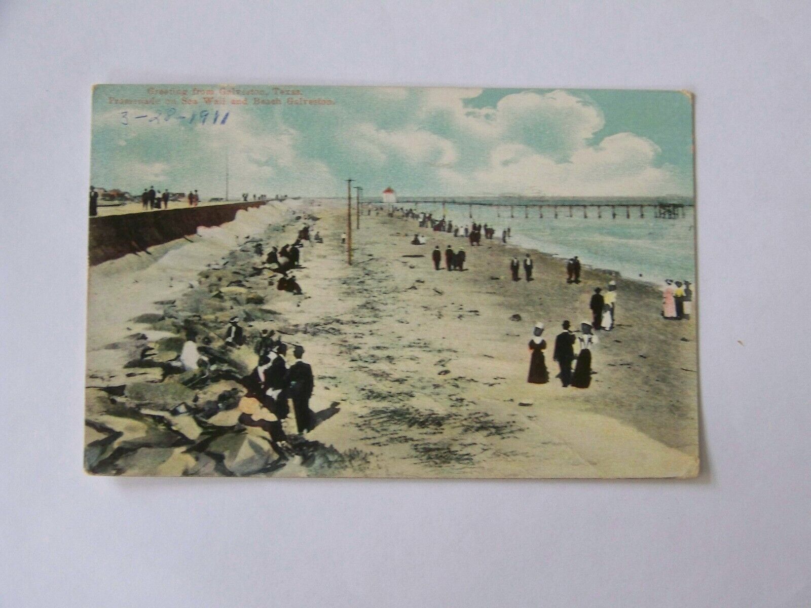 Galveston Texas TX Promenade on Sea Wall 1911