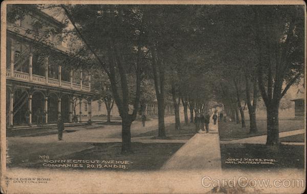 1910 Dayton,OH Connecticut Avenue-Companies 20,19,18,Soldiers Home Ohio Postcard