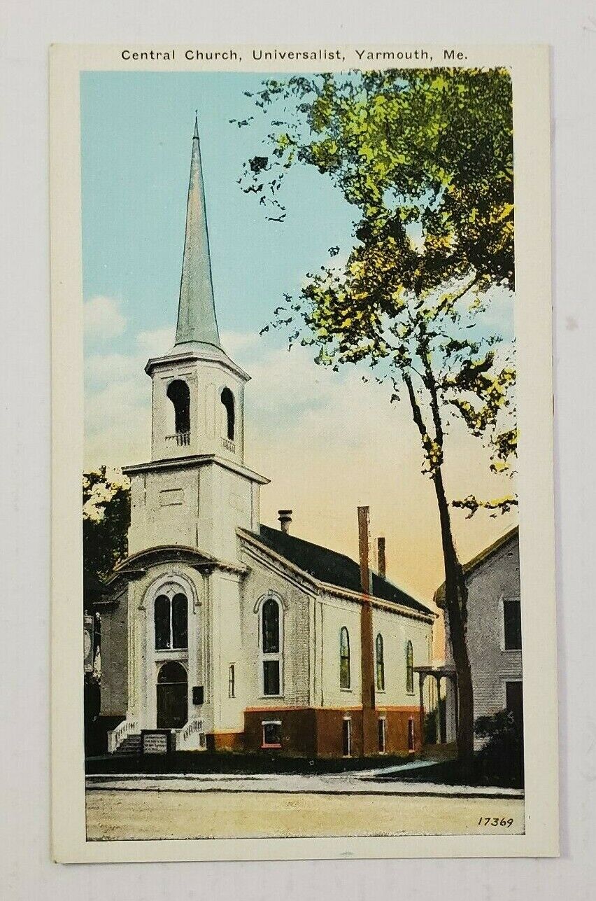 Central Church (Universalist)  - Yarmouth, ME. ~Post Card 8/13/40 - #17369