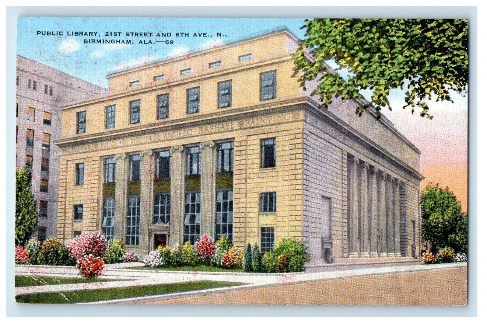 Public Library 21st Street And 6th Avenue Birmingham Alabama AL Vintage Postcard