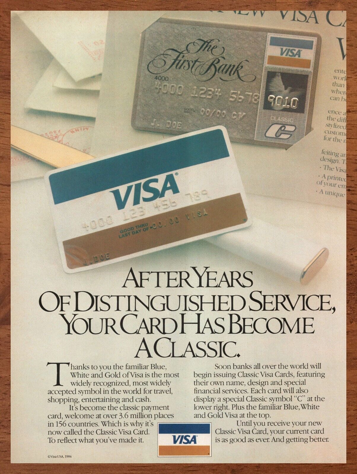 1984 Classic Visa Credit Card Vintage Print Ad/Poster Retro 80s Pop Art Decor