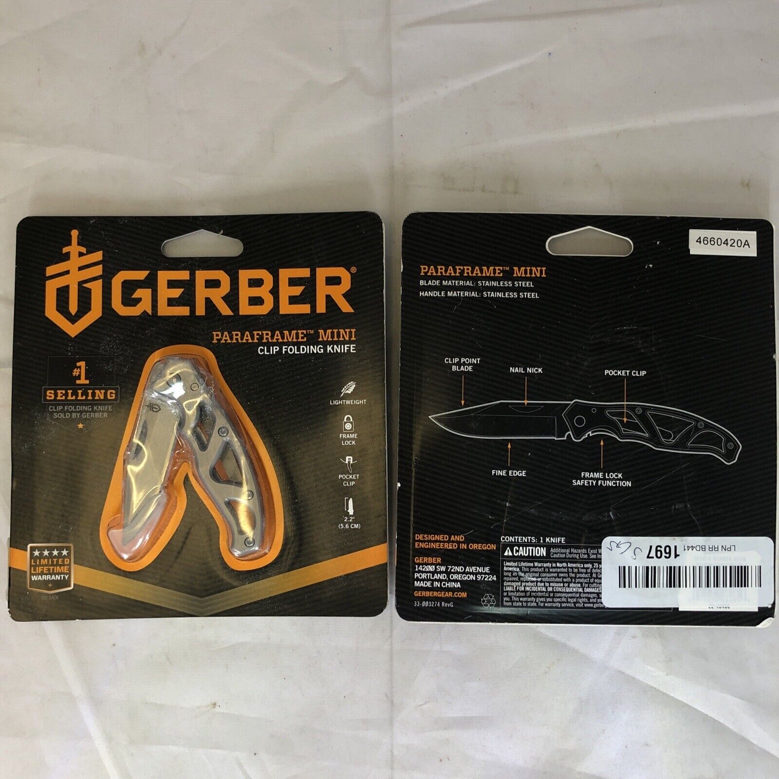 Two Gerber Gear Paraframe Mini Stainless Steel 5.25