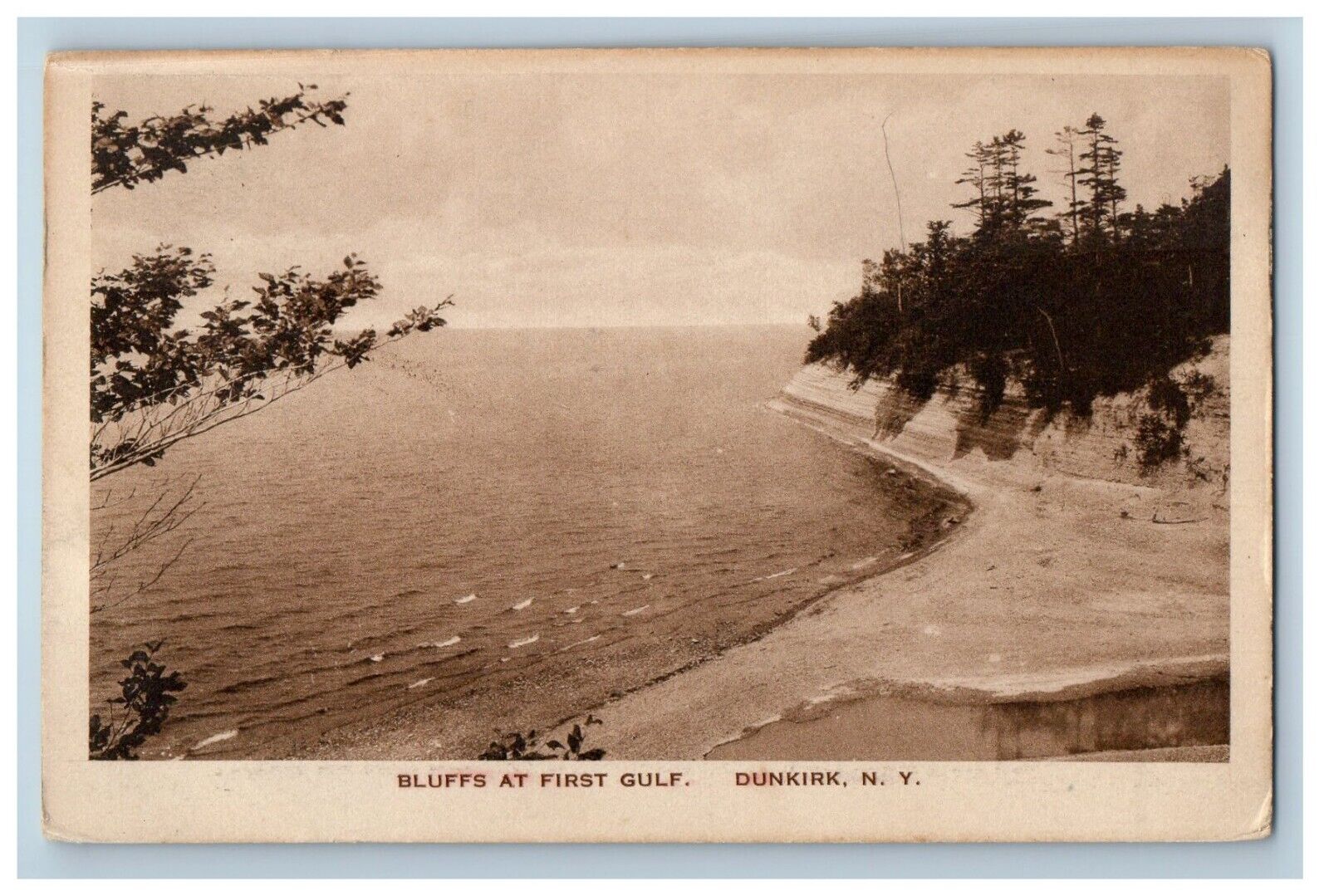 c1930's View Of Bluffs At First Gulf Dunkirk New York NY Vintage Postcard