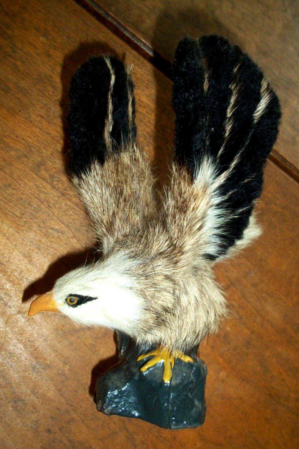 Vintage Real Fur Eagle Figurine 5.5\