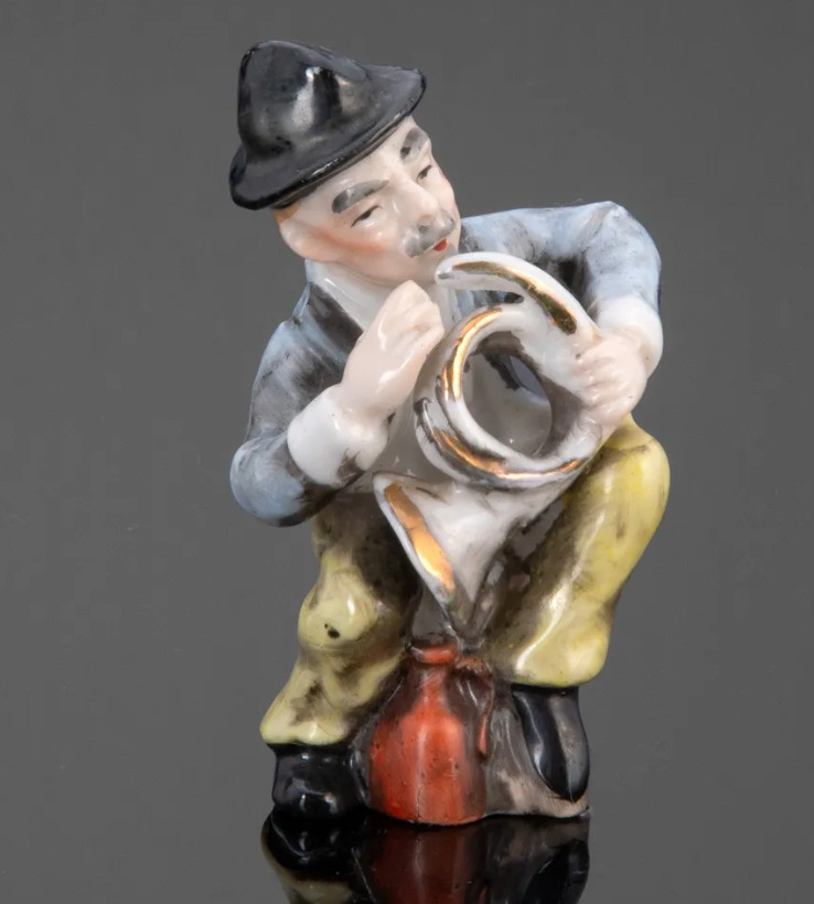 Vintage Trumpeter Porcelain Statue Decor 1960 Germany Multi-Colors 81g Beautiful
