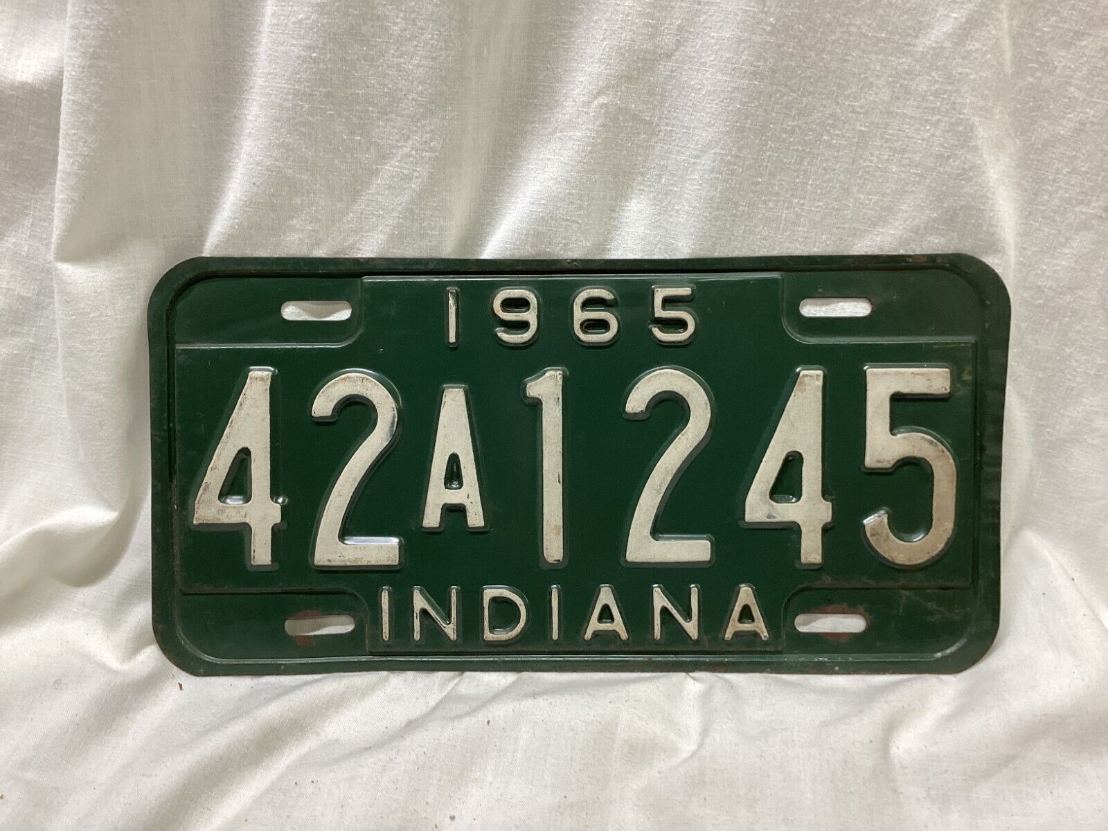 Vintage Embossed 1965 Indiana License Plate Knox County Indiana