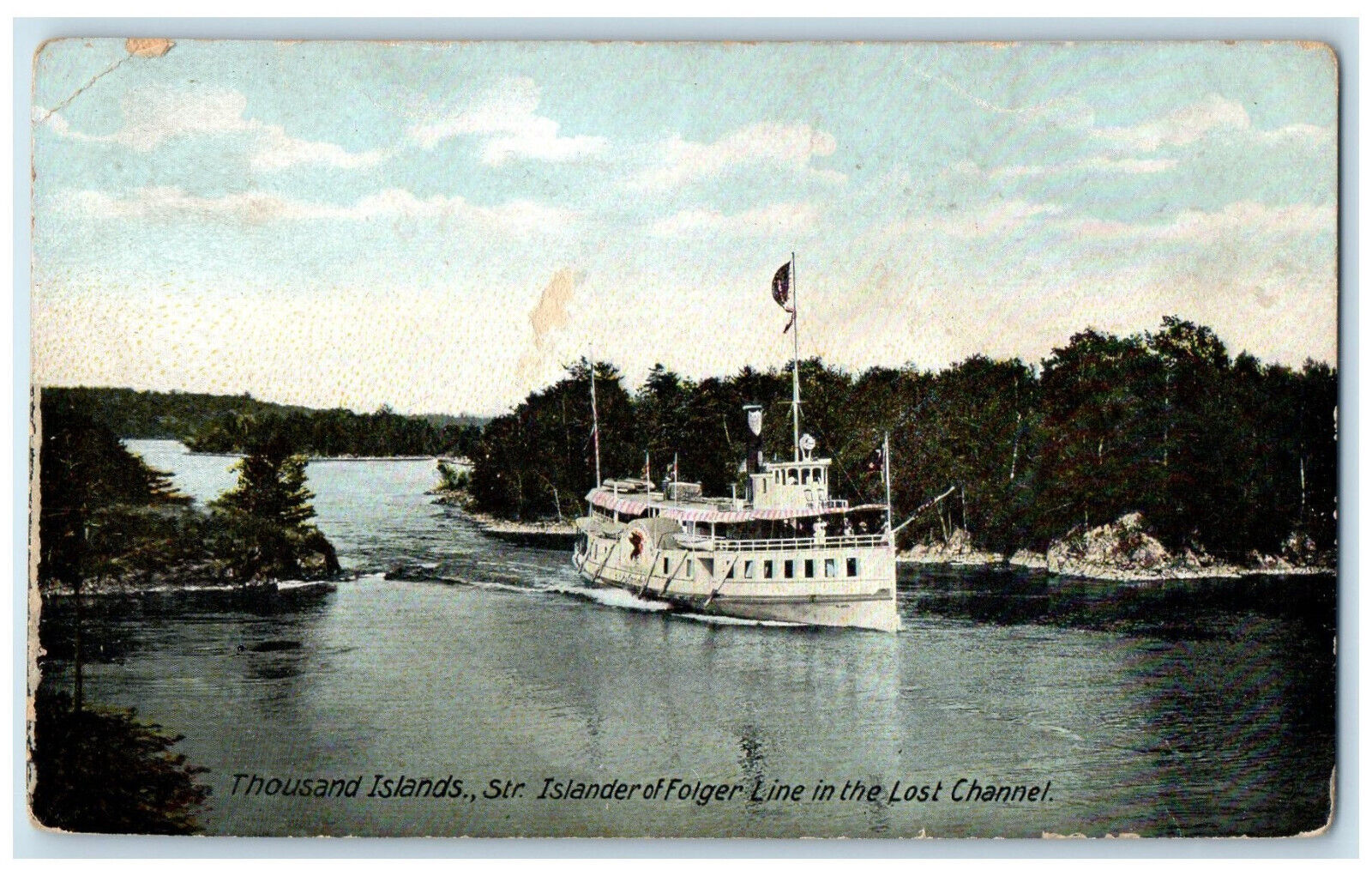 c1905 Str. Islander of Folger Line in the Lost Channel Thousand Islands Postcard
