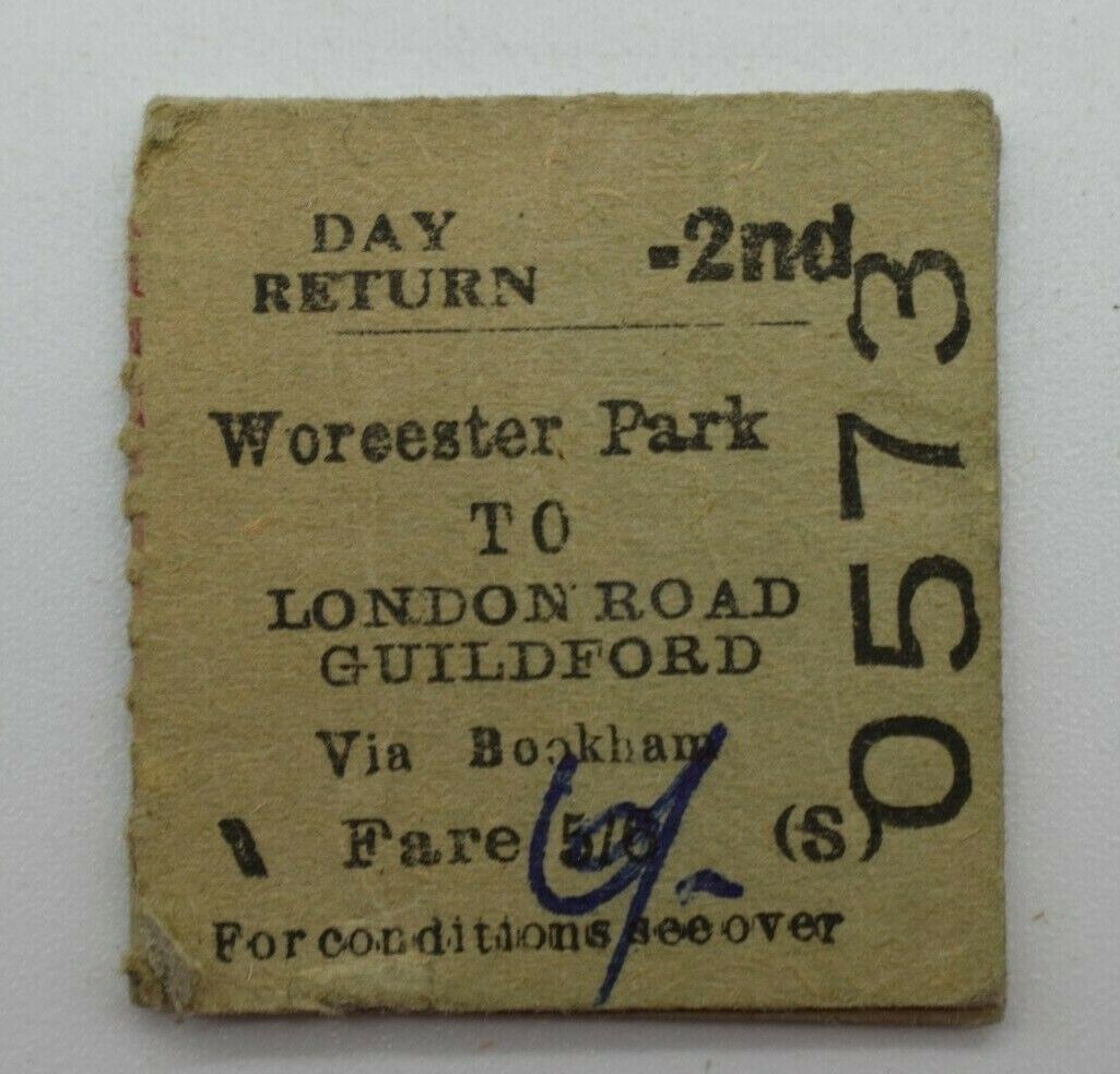 BTC (S) Railway Ticket 0573 Worcester Park to London Road Guildford 