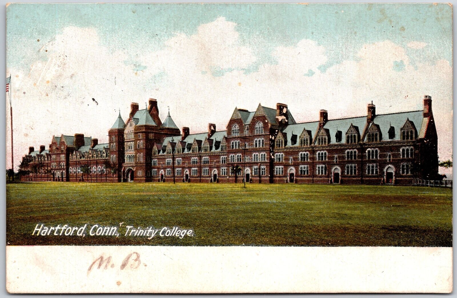 1907 Trinity College Hartford Connecticut CT Posted Building & Grounds Postcard