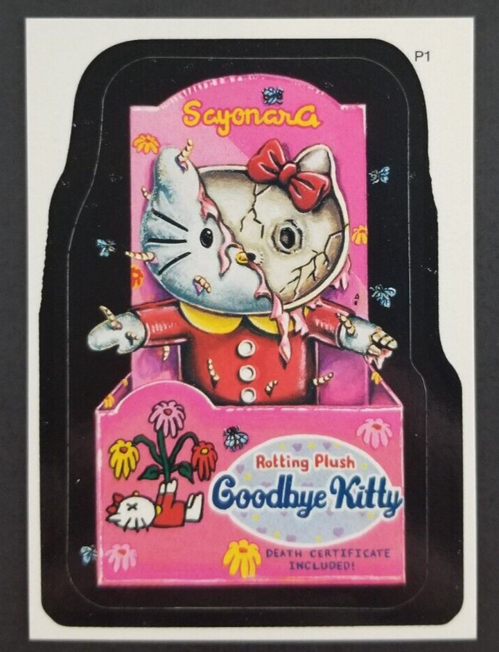 Hello Kitty Goodbye Kitty 2004 Wacky Packages Topps Sticker Promo Card #P1 (NM)