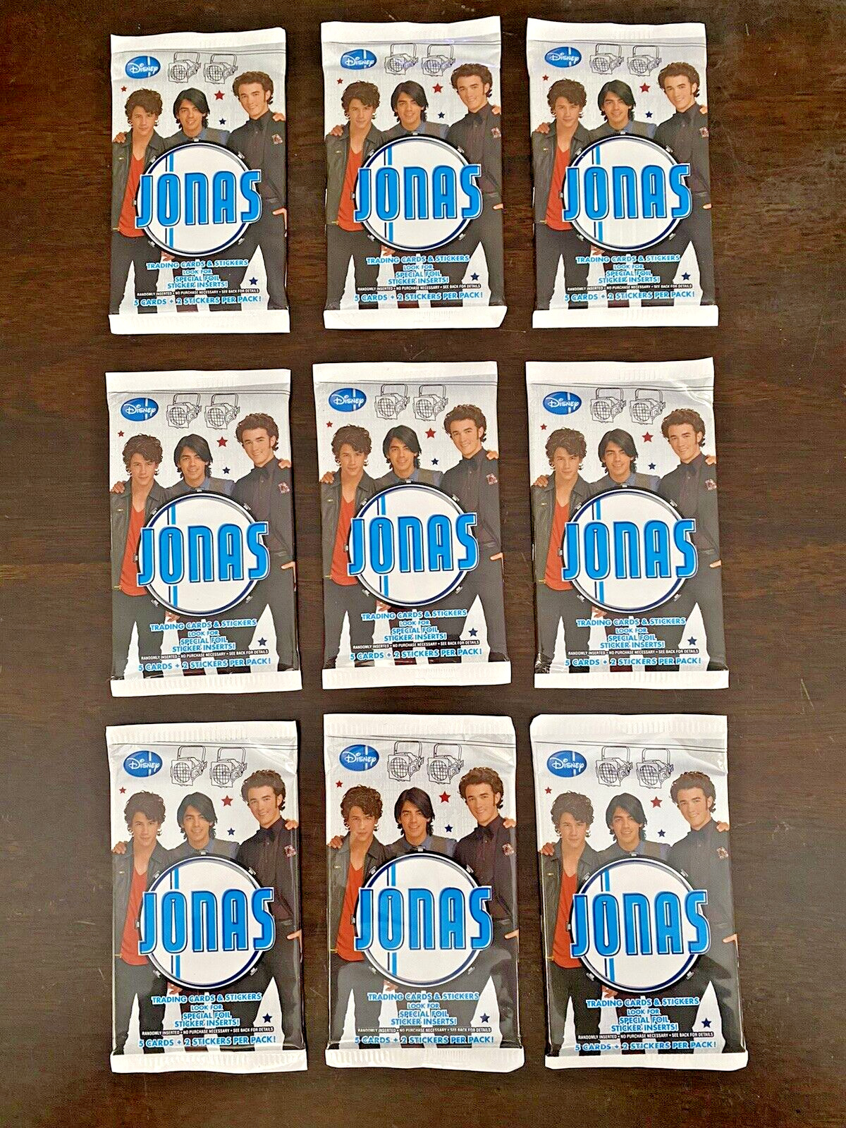 ( 9 ) PACKS OF TOPPS DISNEY JONAS BROTHERS TRADING CARDS & STICKERS 2009 SEALED