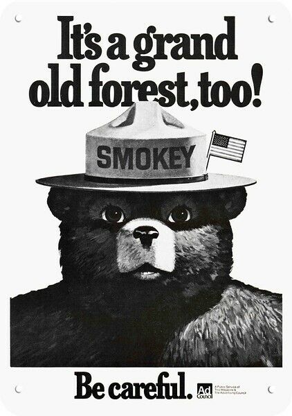 1979 SMOKEY THE BEAR Grand Old Forest -Ad Council- DECORATIVE REPLICA METAL SIGN