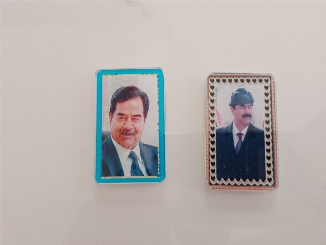 2x Saddam Hussein magnet fridge souvenirs multicolor pictures Iraq Baghdad صدام