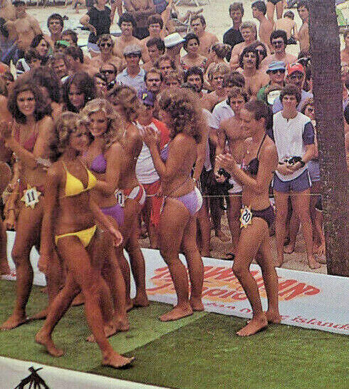 Vintage Myrtle Beach S.C. Tan Bikini Girl Hawaiin Tropic Contest #1 Postcard A3