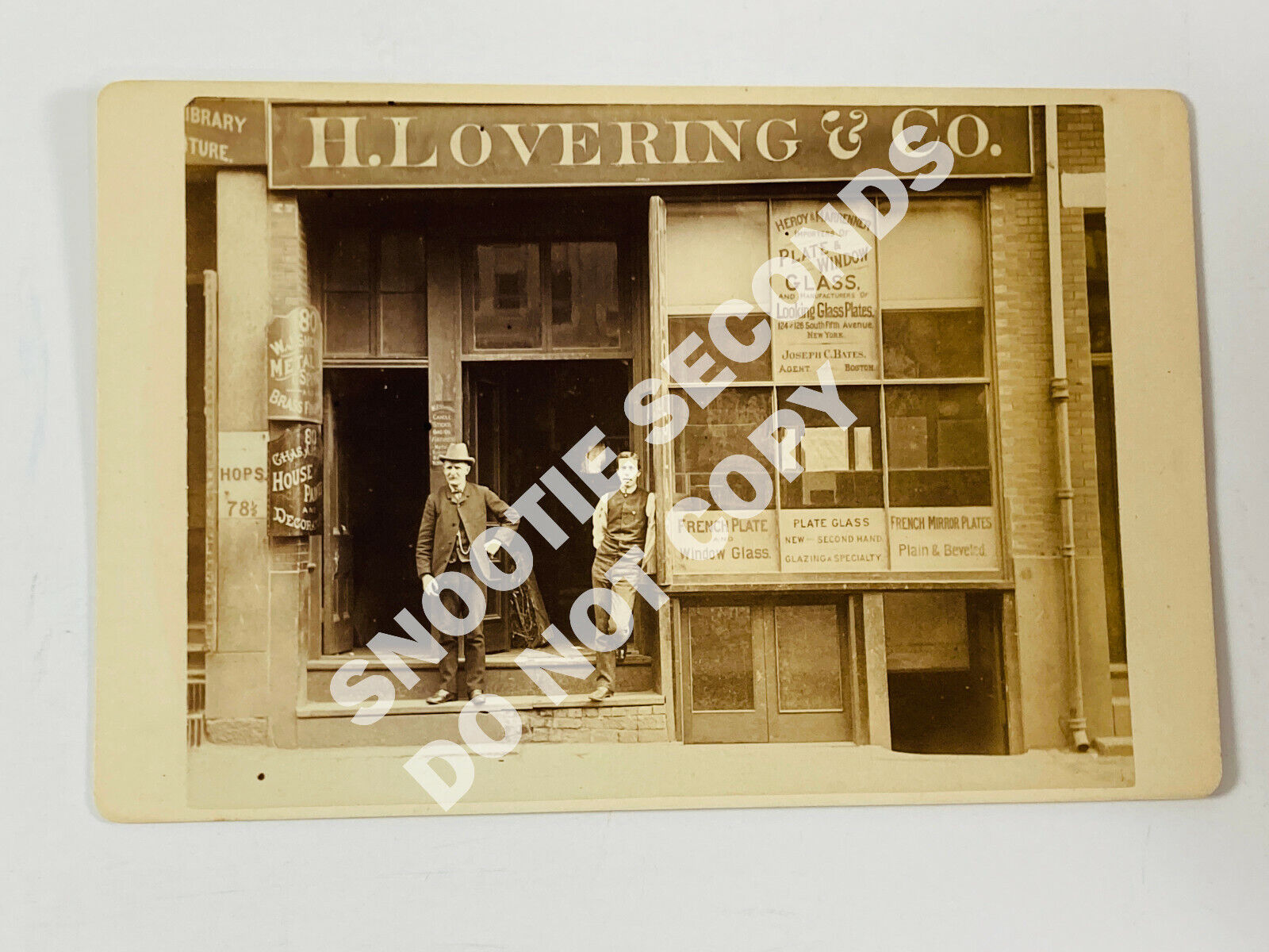 Antique Cabinet Card Photo Occupational Lovering Glass Boston MA Marrenner Heroy