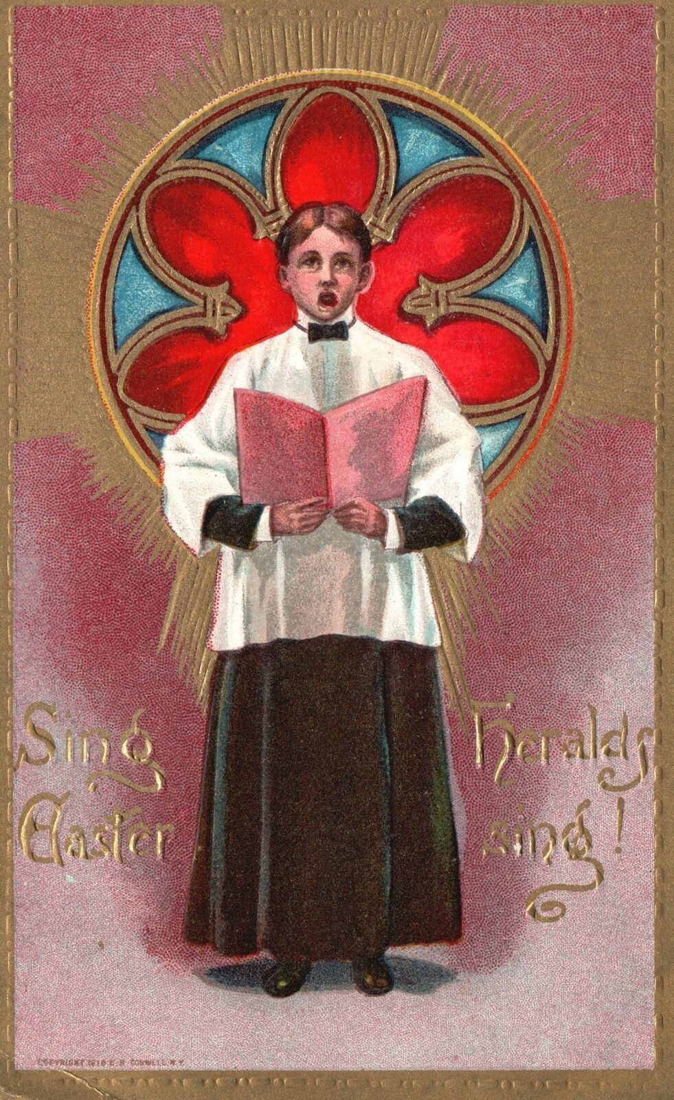 Vintage Postcard 1910\'s Sing Heralds Easter Sing Boy Choir Greetings