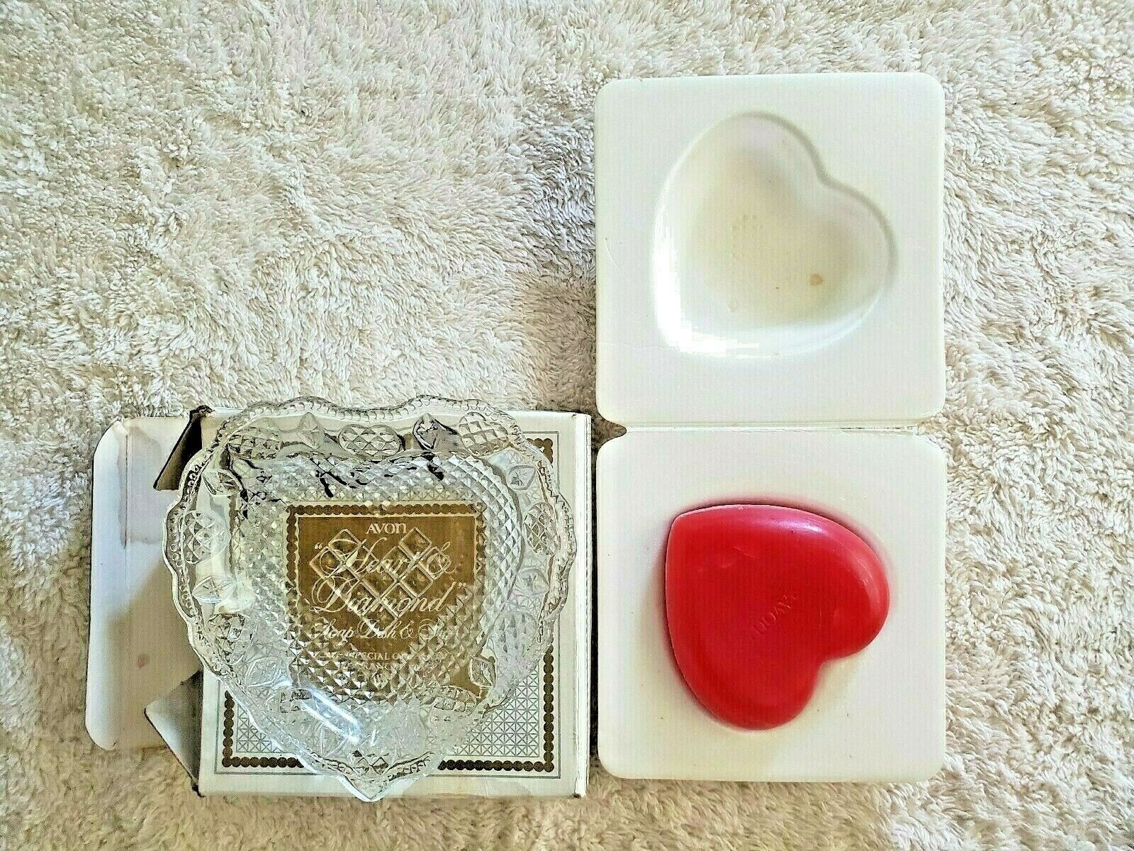 Avon Fostoria Heart & Diamond Soap Dish & Soap NEW Vintage 1977 NIB