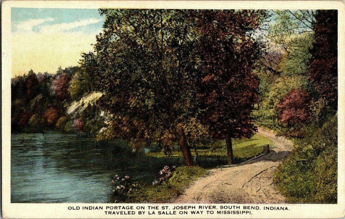 1918. OLD INDIAN PORTAGE, ST JOE RIVER. SOUTH BEND, IND. POSTCARD. PL16