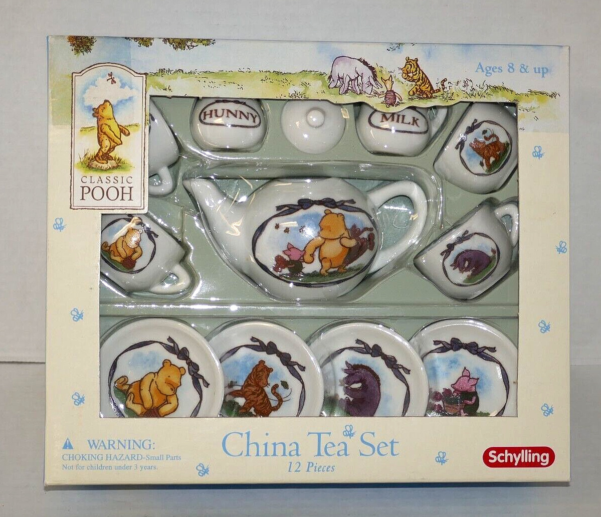 NIB-Disney Classic Winnie The  Pooh Schylling 12 Piece Mini China Tea Set