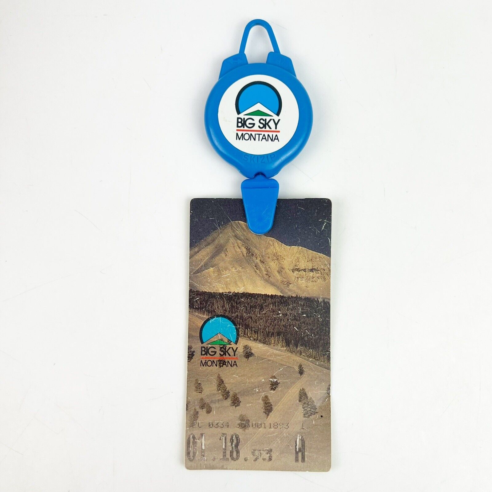 Vtg 1993 Big Sky Montana Vintage Ski Lift Ticket + Pull String Holder Souvenir