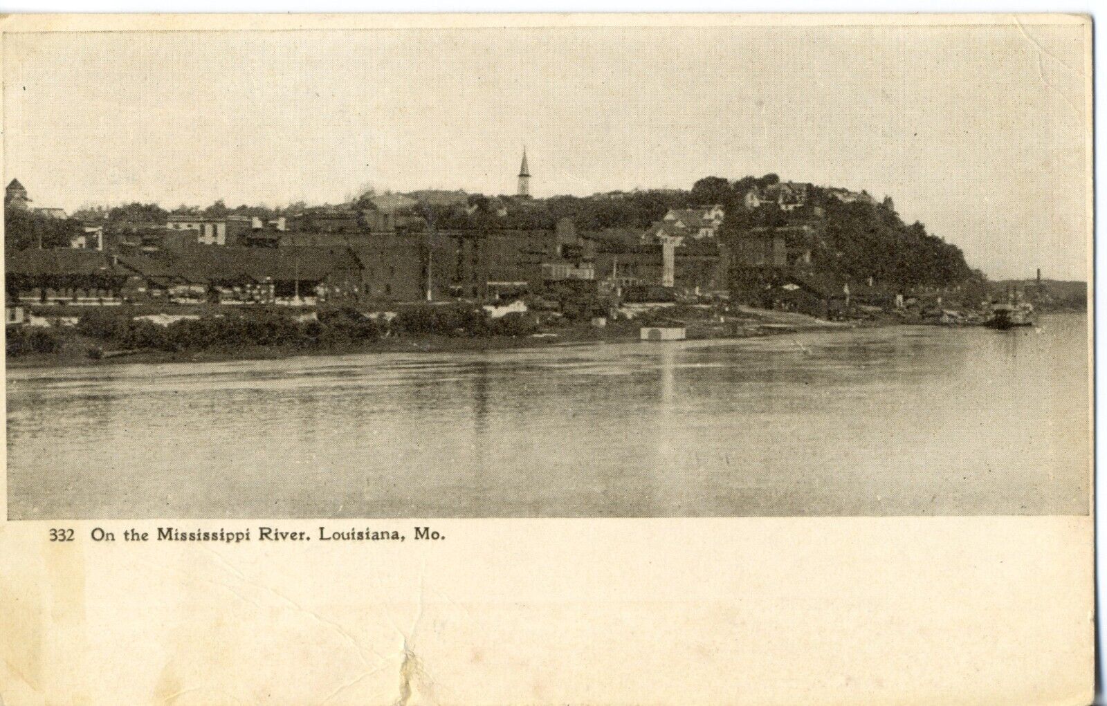 On the Mississippi River, Louisiana, Mo. Missouri Postcard #332