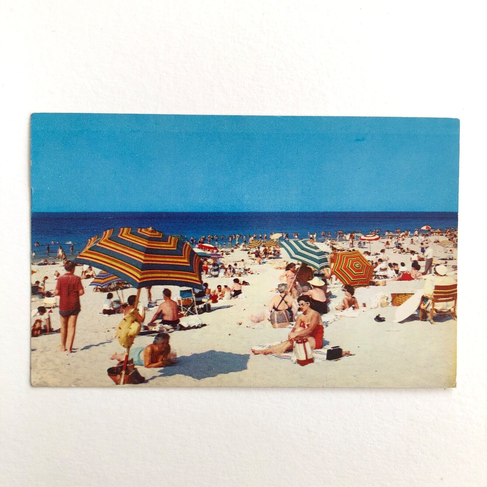 Jones Beach Scene Sun Bathers Long Island NY 1960s Vintage Postcard P