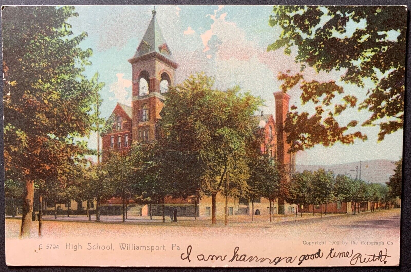 Postcard Williamsport PA - c1900s High School