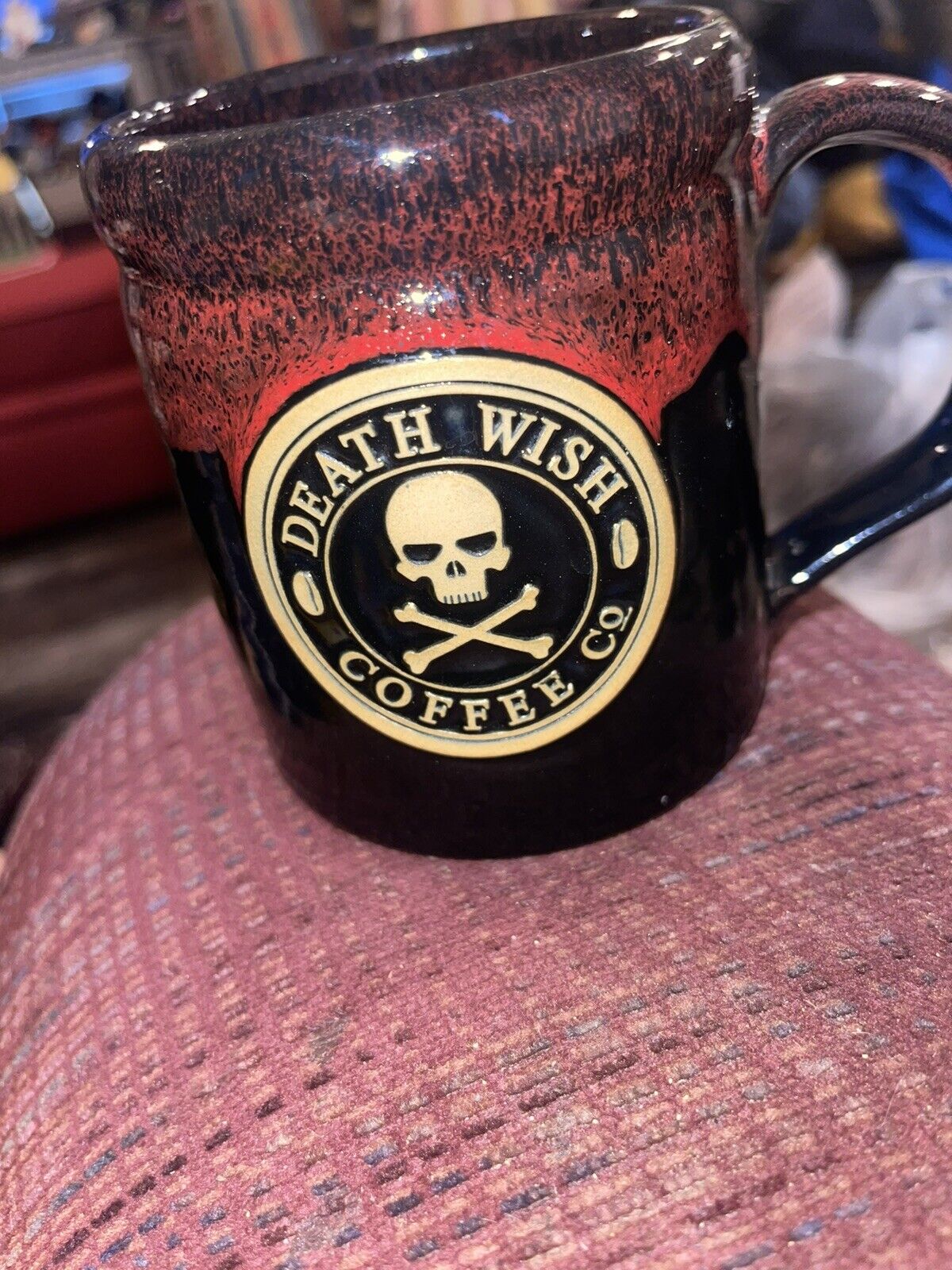 RARE 2016  Death Wish Coffee Annual Logo Hand Thrown Pottery Mug Don’t Miss Out