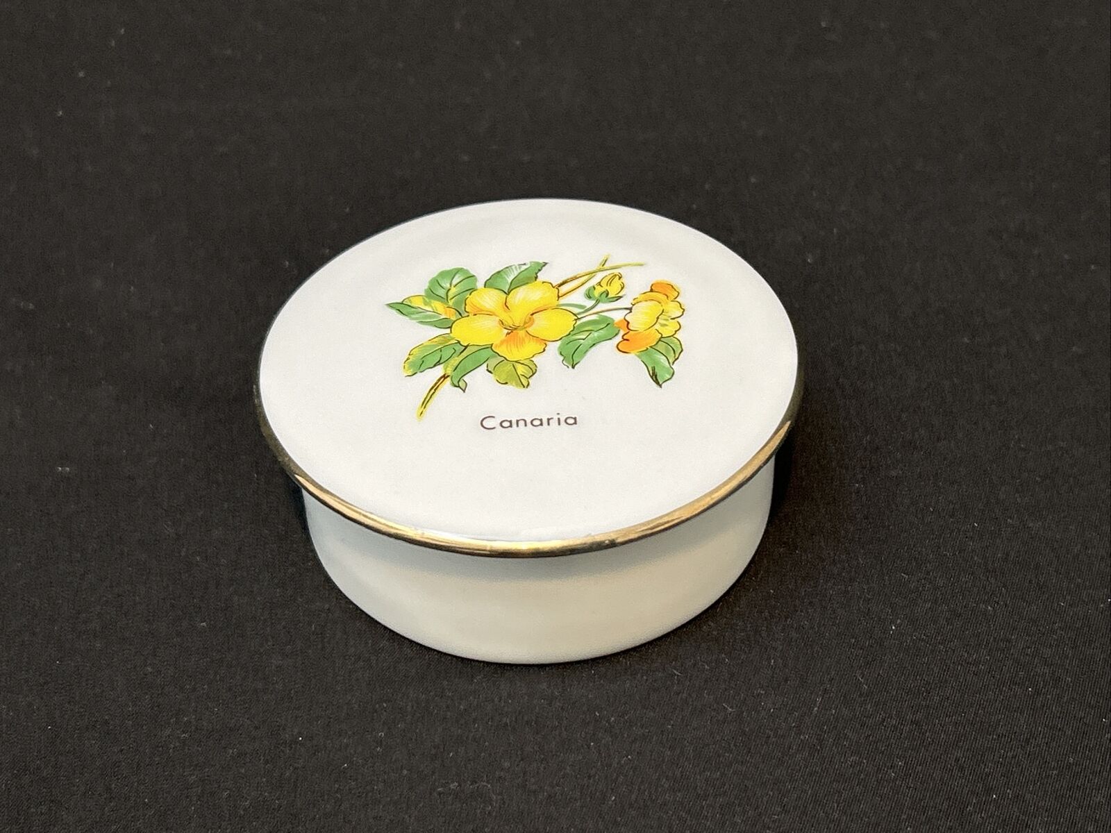 Vintage Limoges Flower Trinket Box Carnaria Yellow Flowers