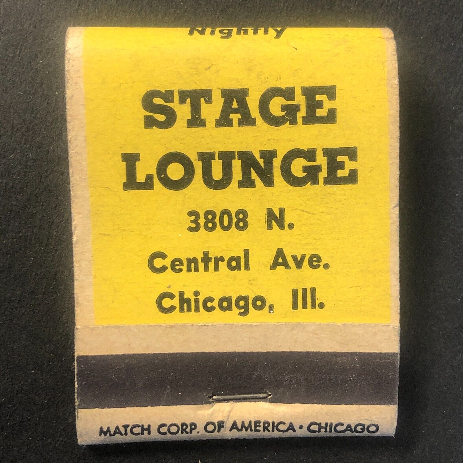 Stage Lounge Central Ave Chicago Full Matchbook c1940\'s-50\'s Scarce