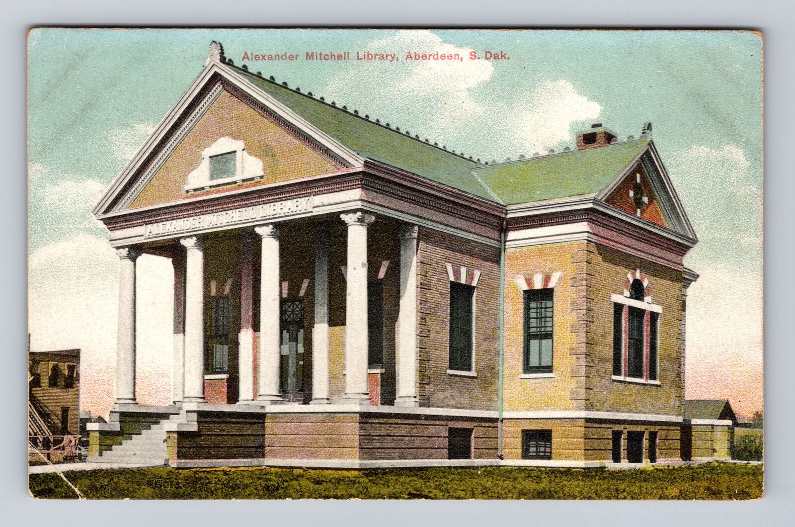 Aberdeen SD-South Dakota, Alexander Mitchell Library, Antique, Vintage Postcard