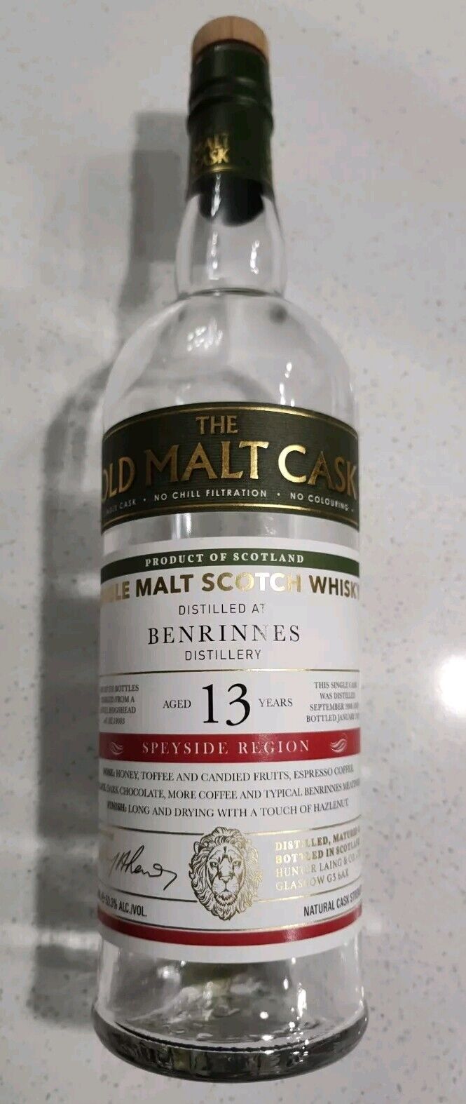 Benrinnes 13 Year Single Cask Strength Scotch Whisky Empty Bottle, Old Malt Cask