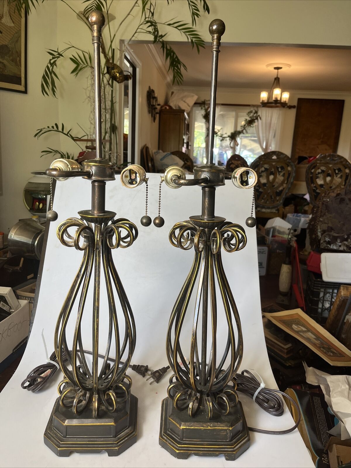 Two Table Lamps Elegant Deco Modern  Vintage
