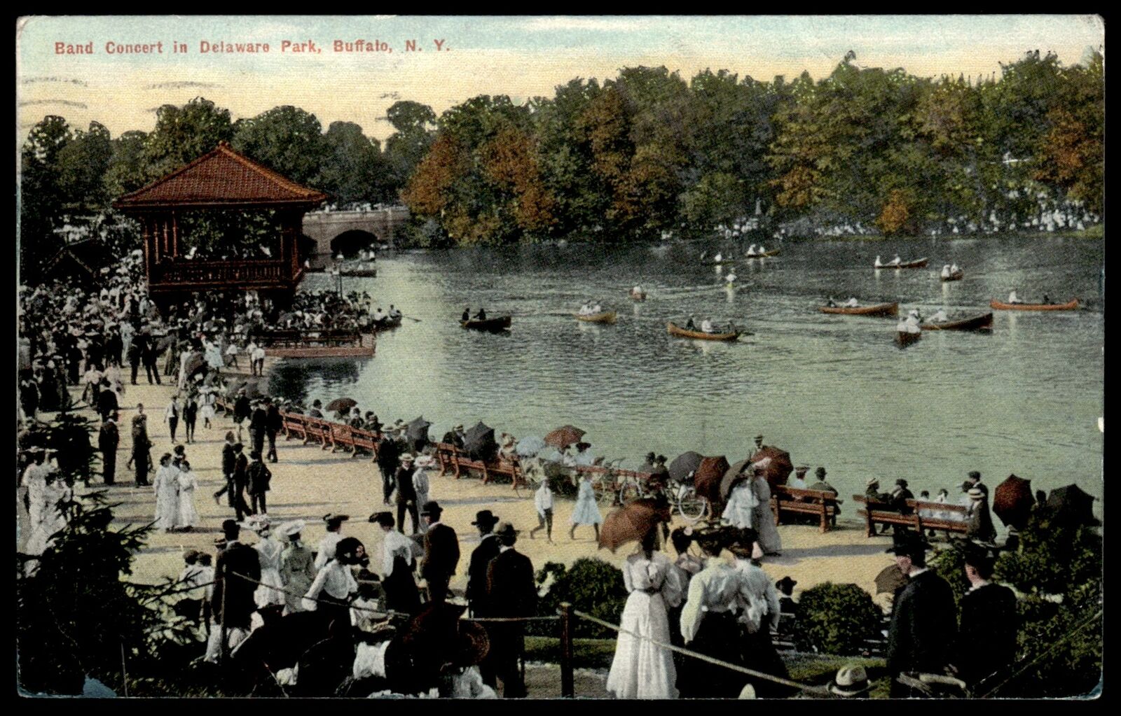 1930 Postcard Buffalo New York NY Postcard Band Concert in Delaware Park #1