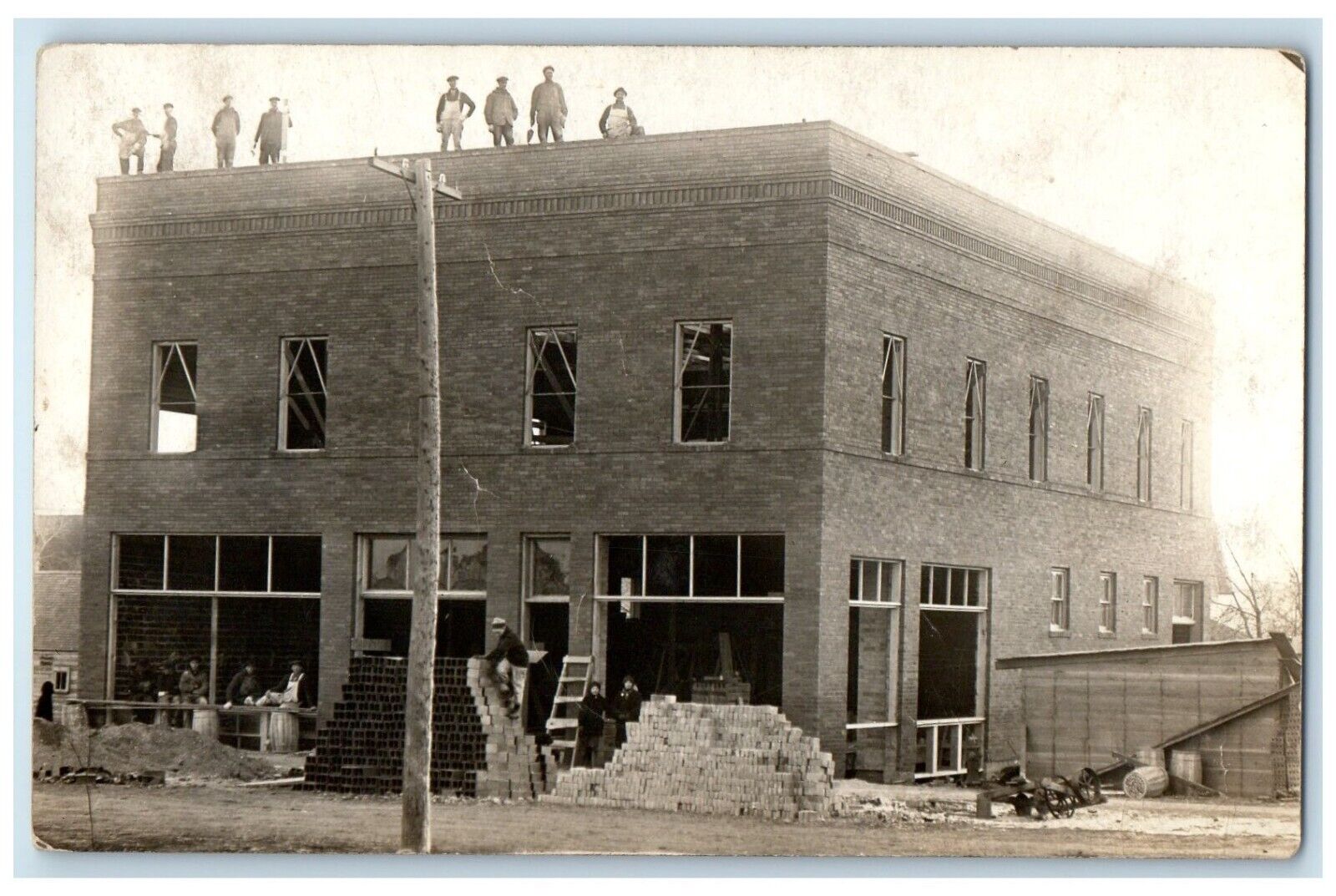 c1910\'s Business Building Construction Workers RPPC Photo Antique Postcard