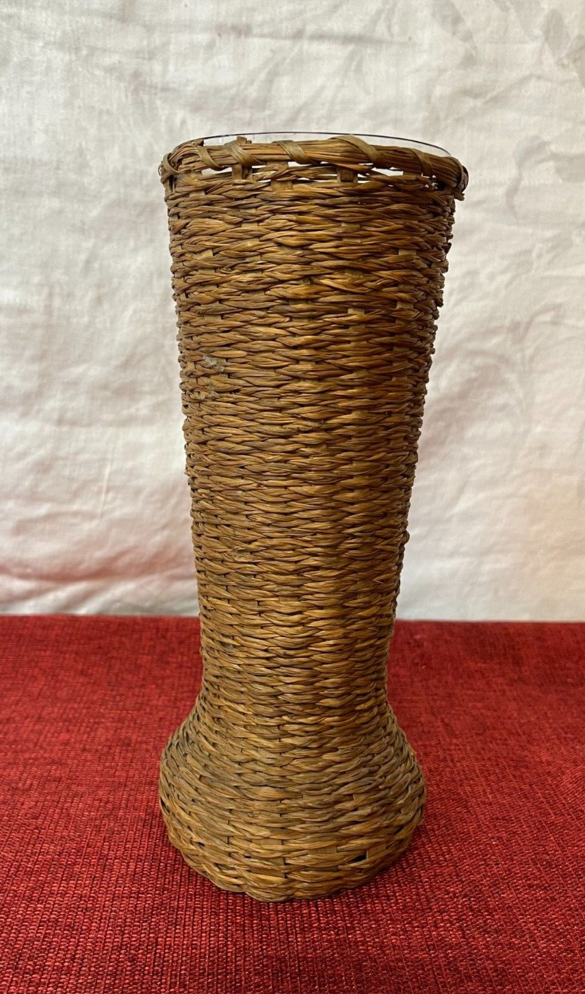 Antique Penobscot Indian Sweet Grass Basket Vase