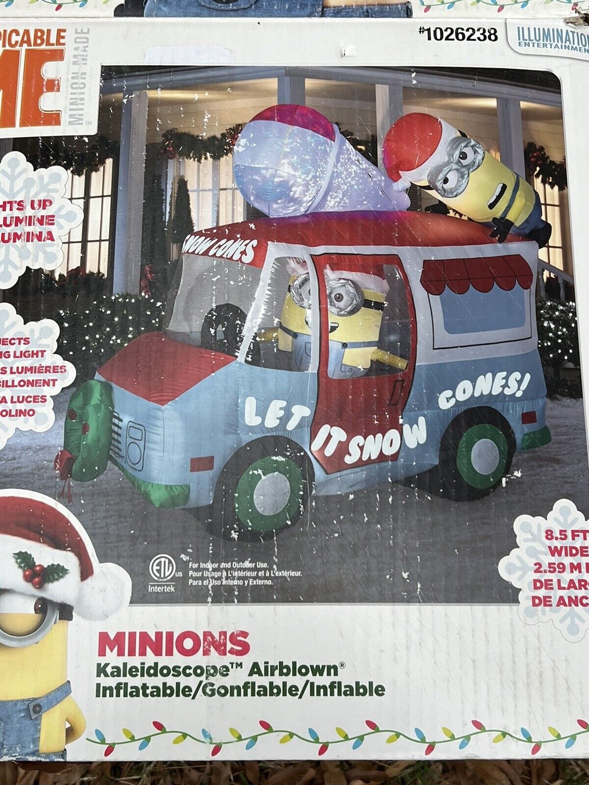 2018 Gemmy 8-1/2’ Christmas Minions Snowcone Truck Lighted  Airblown Inflatable