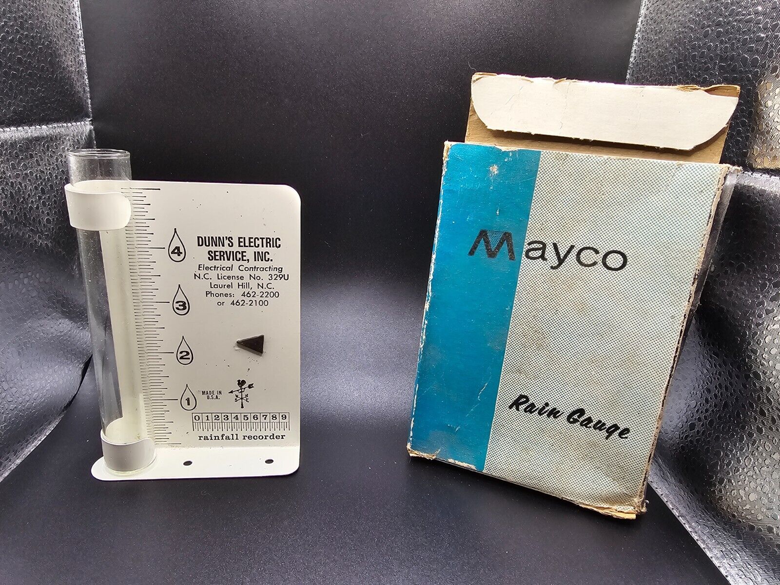 vintage Mayco Rain Gauge advertising Dunn\'s Electric Service Laurel Hill, NC
