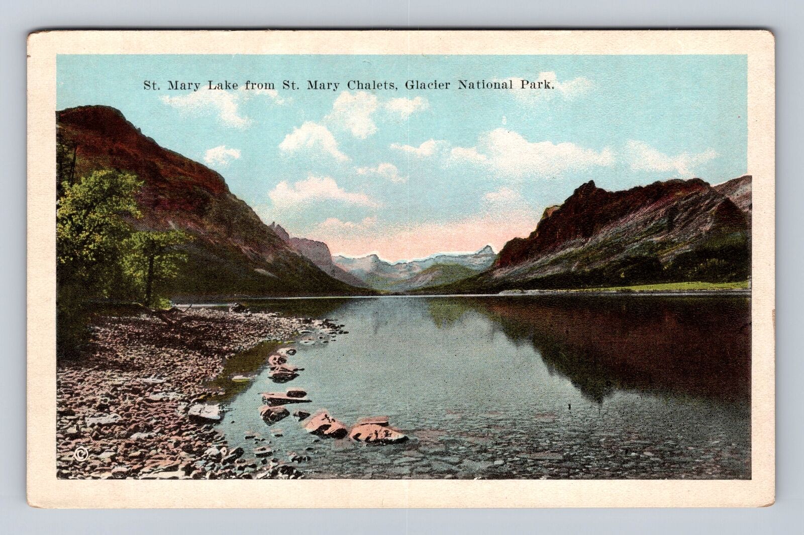 Glacier National Park, St Mary Lake, Series #2699, Vintage Souvenir Postcard