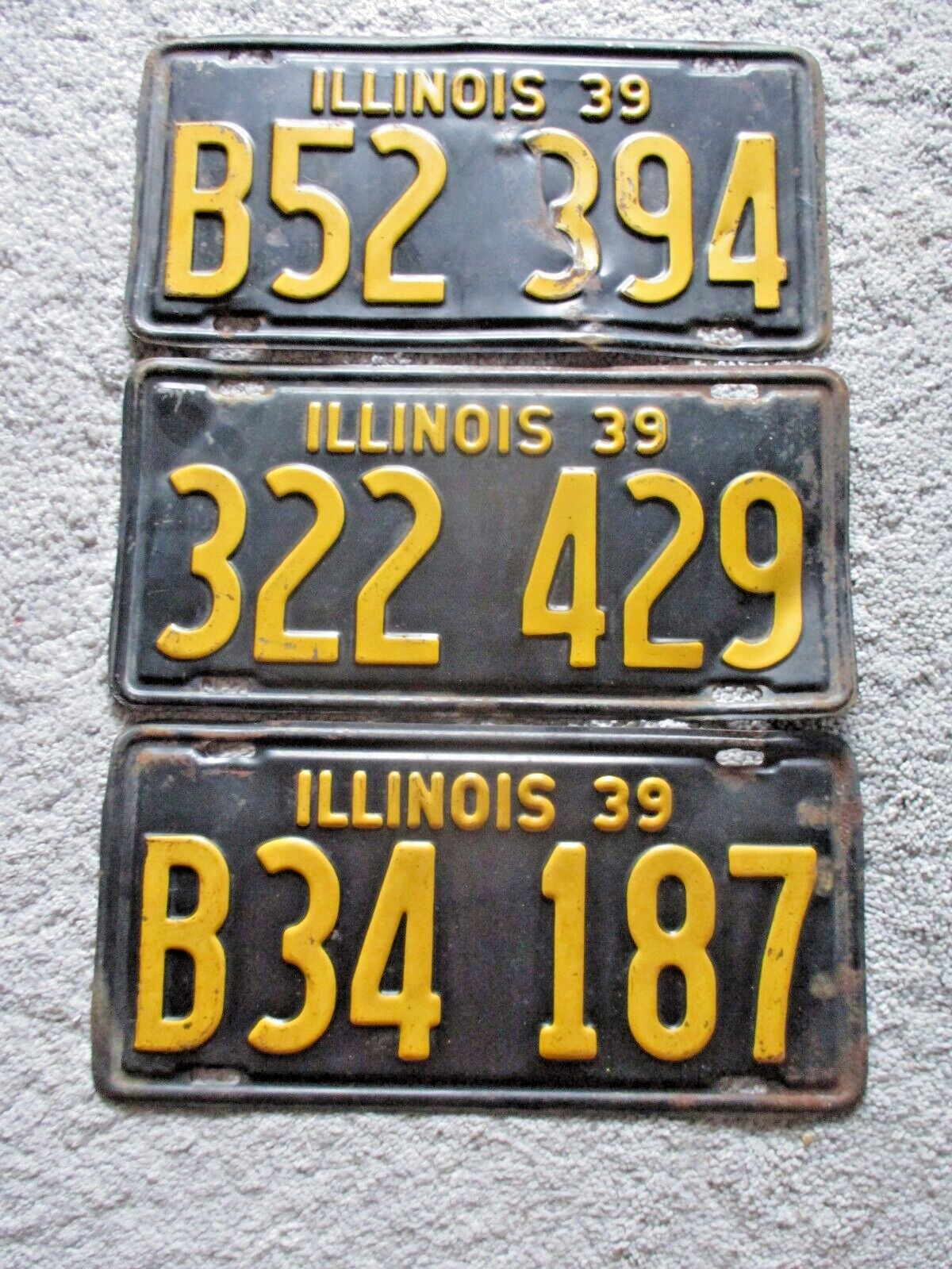 1939 Lot 3 ILLINOIS STATE LICENSE PLATE