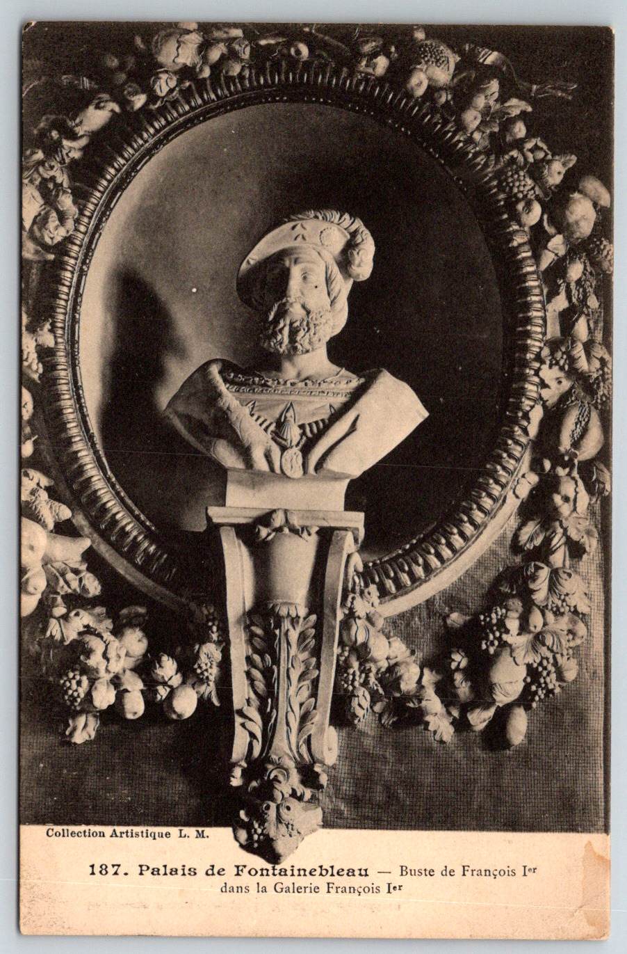 c1910s Palais Du Fontainbleau Bust of Francois Antique Postcard