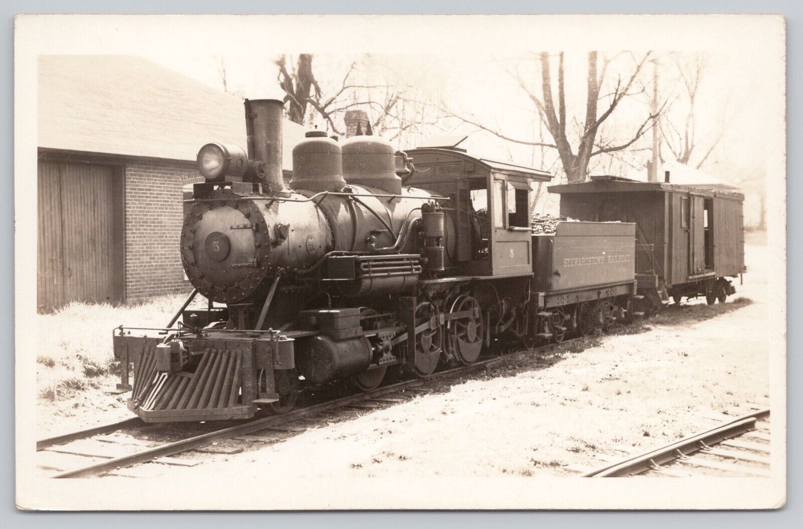 Stewartstown Railroad Steam Locomotive 5, Vintage RPPC Real Photo Postcard