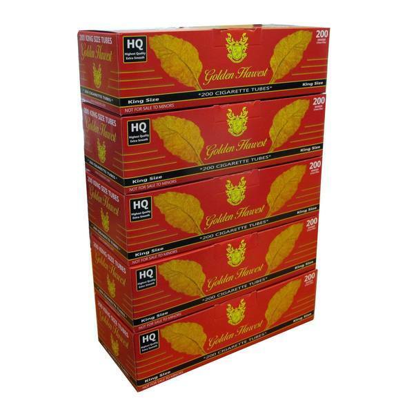 Golden Harvest Cigarette Filtered Tubes Red King Size KS - 5 Boxes (1000 Tubes)