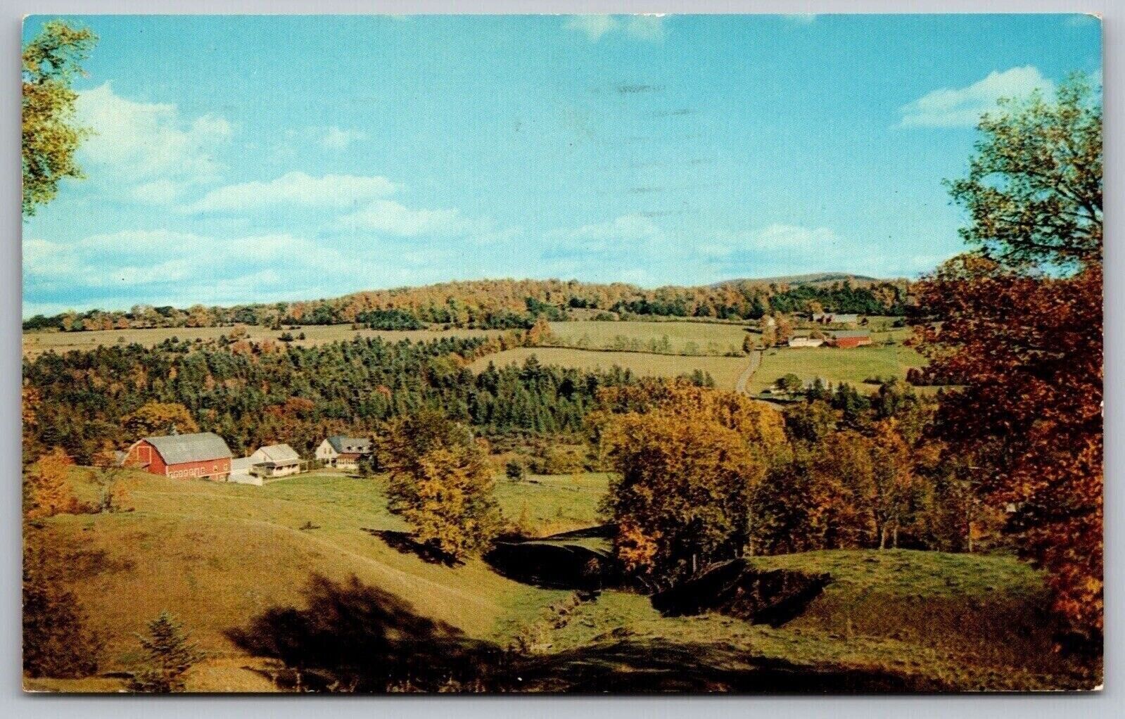 Green Pastures 1962 Cancel Countryside Vintage Scene Barn Postcard