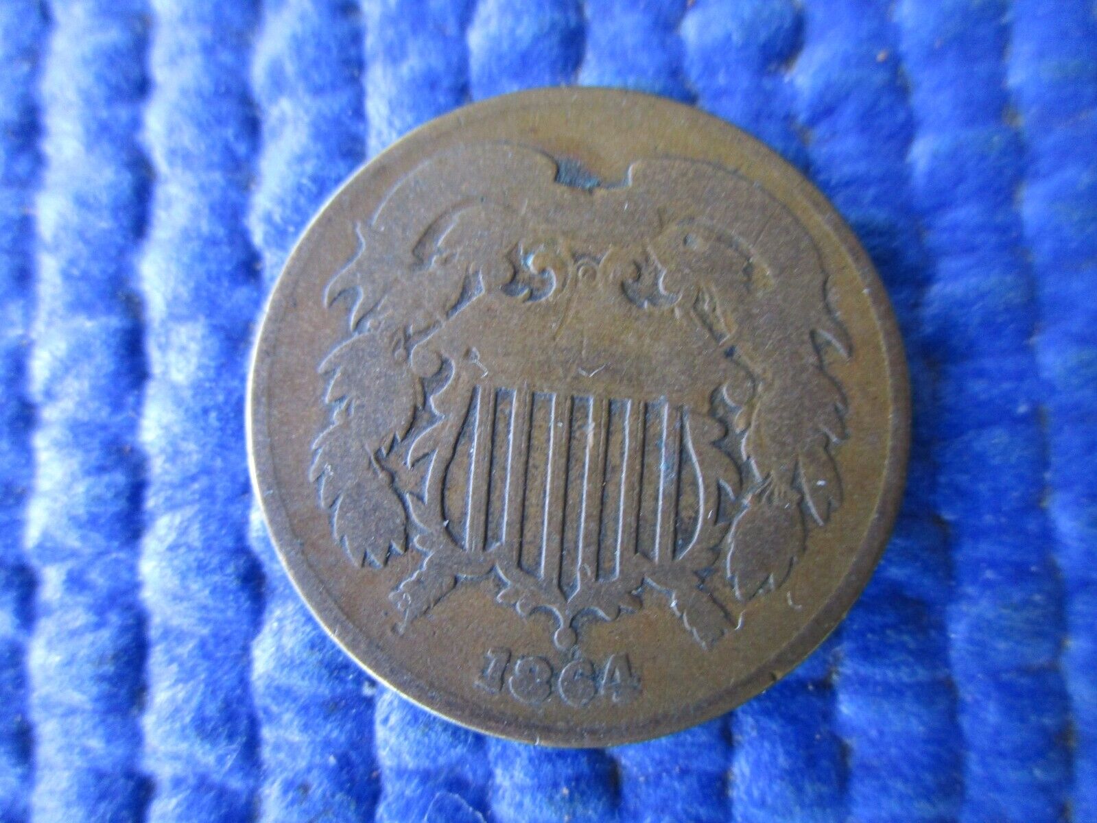 Antique Civil War Era Two Cent Coin Dated 1864