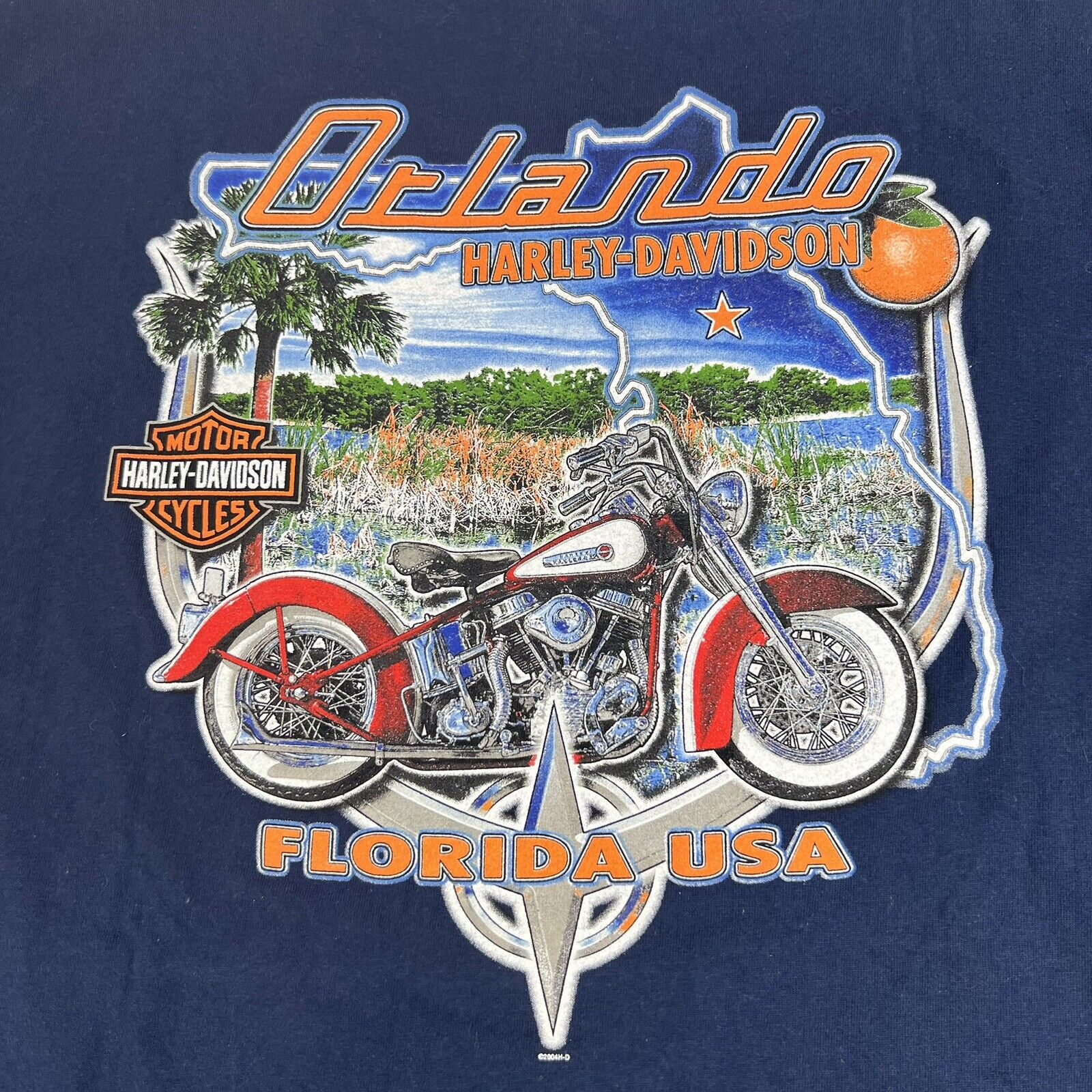 Harley Davidson Orlando Florida T-Shirt Size XL Blue 2004 Pocket