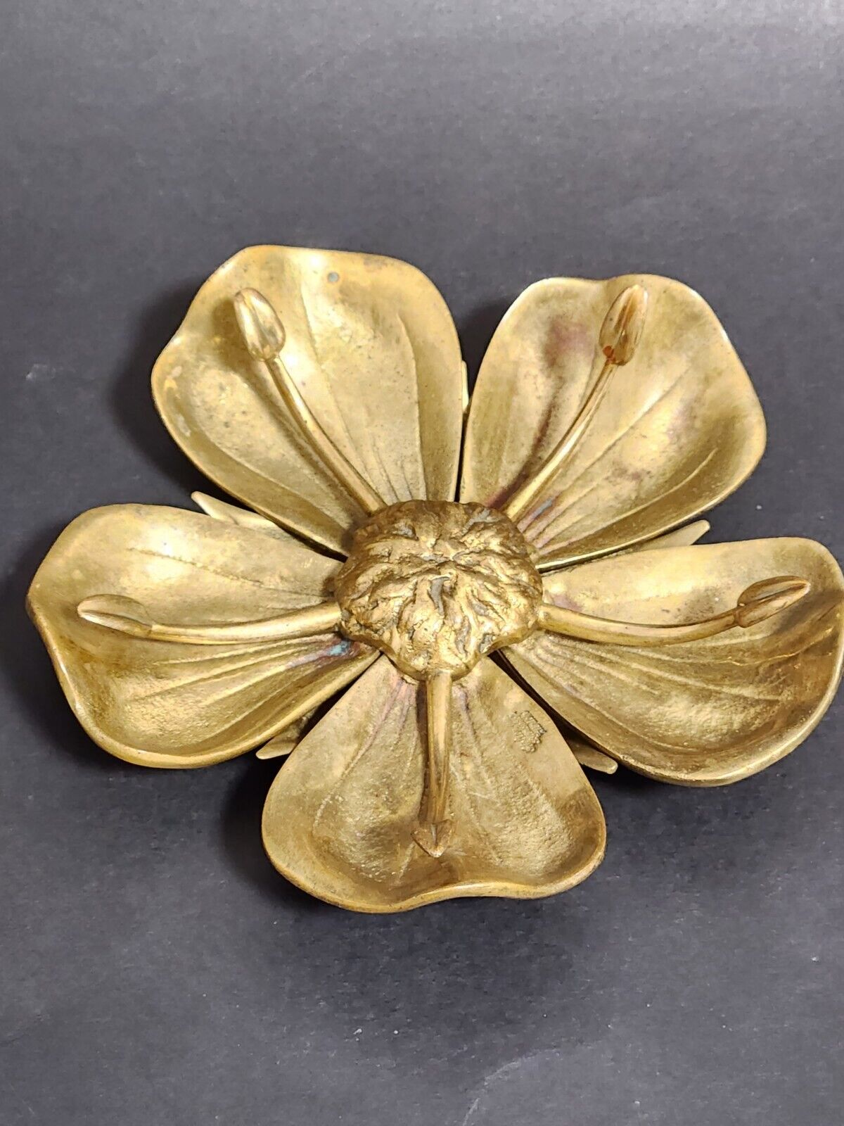 Rare Vintage ATELIER IM BARENHOF ZURICH Brass Lotus Removable Petals  Ashtray