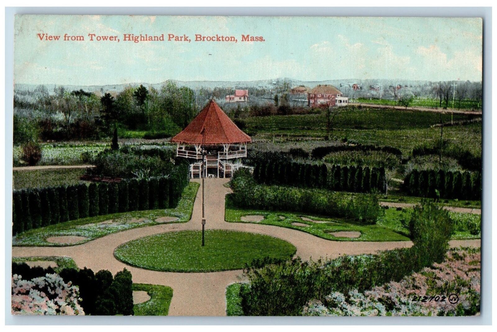 c1950's View From Tower Circle Highland Park Brockton Massachusetts MA Postcard