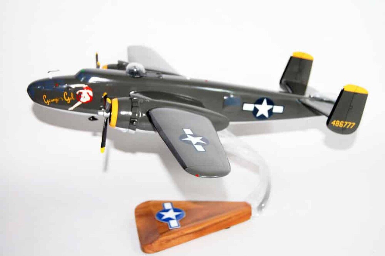 “Georgie’s Gal” North American B-25 Mitchell Model, 1/45th Scale, Mahogany