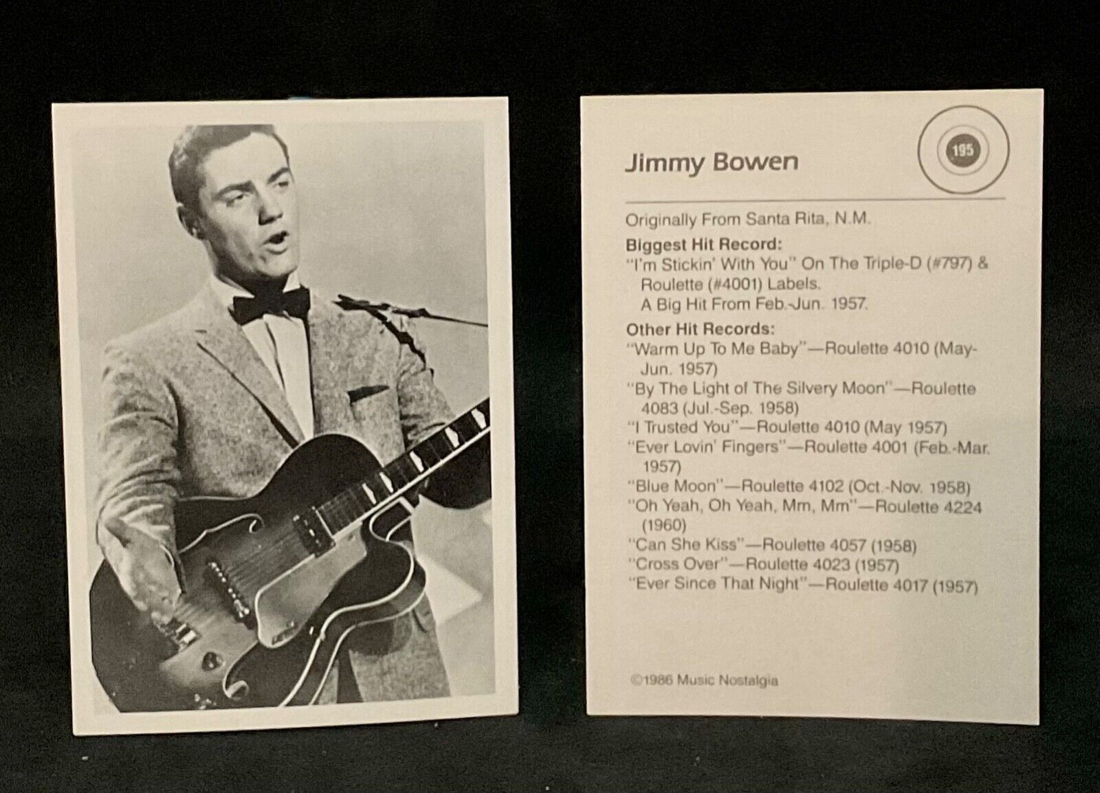 Jimmy Bowen 1986 Music Nostalgia Trading Card #195 (NM-MT)